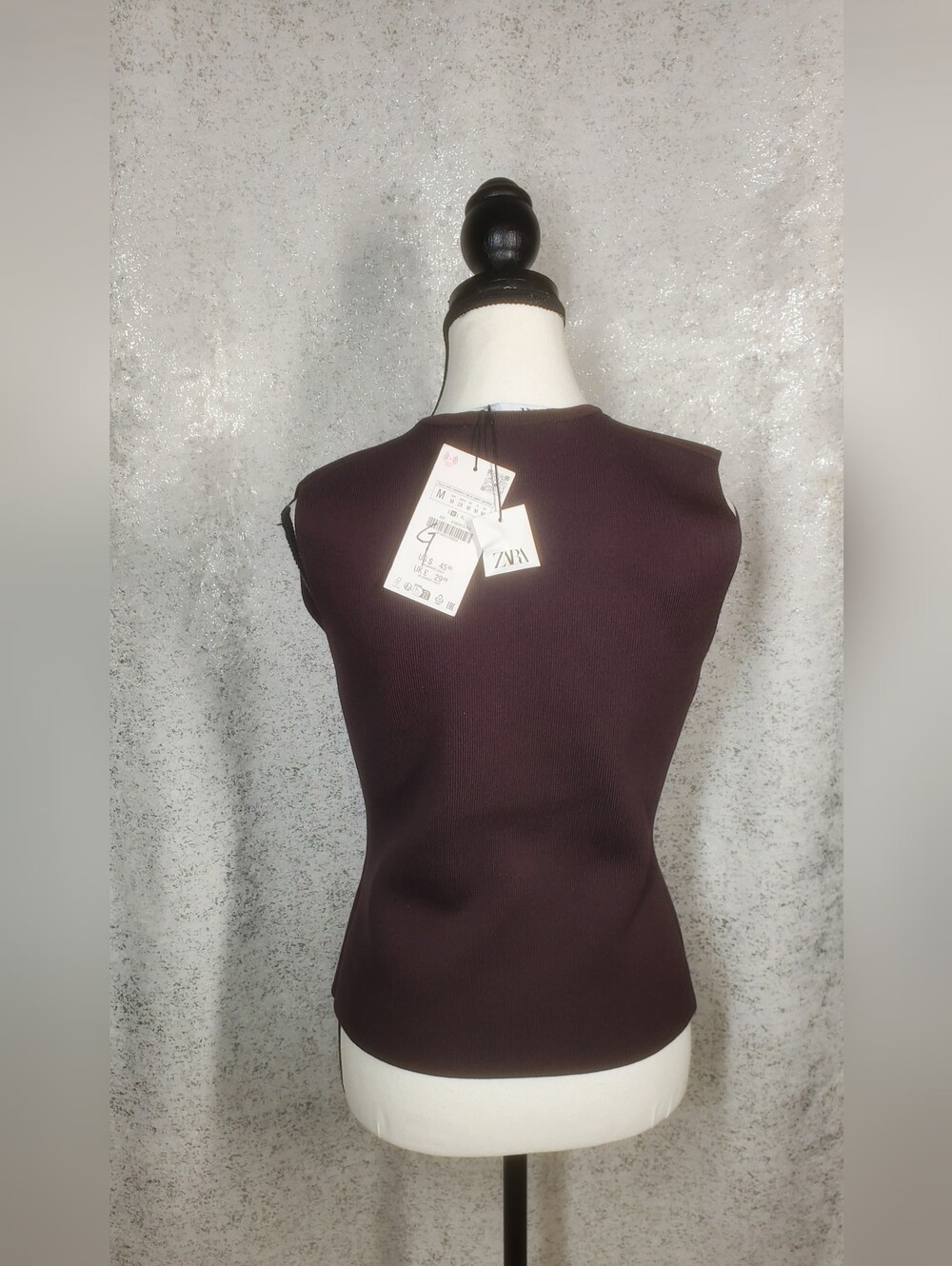 Zara NWT Basic Knit Gold Button Top Browm Size M - Picture 10 of 16